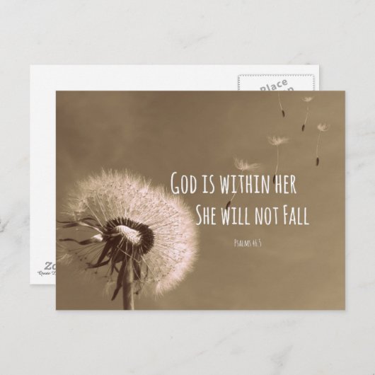 聖書の節:神は彼女の内にあり、彼女は秋しない ポストカード (正面/裏面)