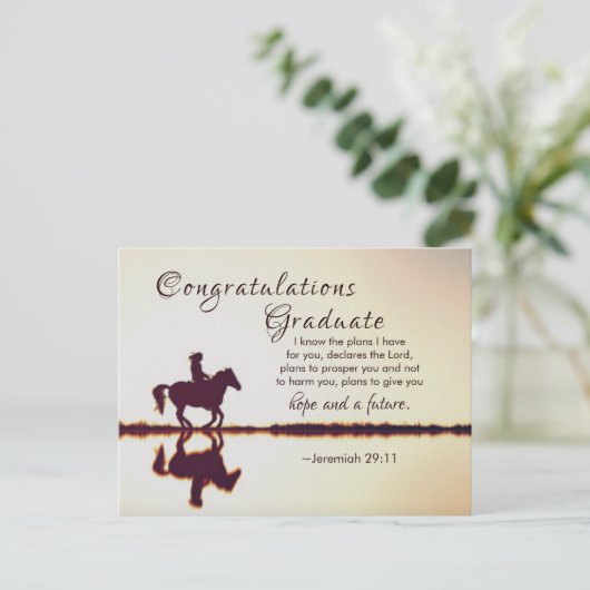 聖書の節"私は私が持っている計画を知っている"卒業 ポストカード (スタンド正面)