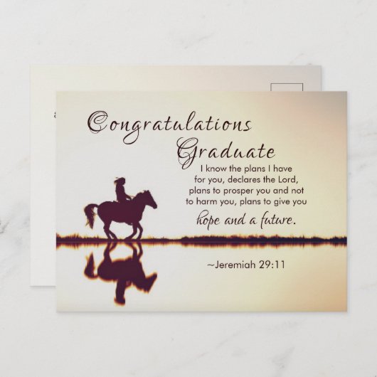 聖書の節"私は私が持っている計画を知っている"卒業 ポストカード (正面/裏面)