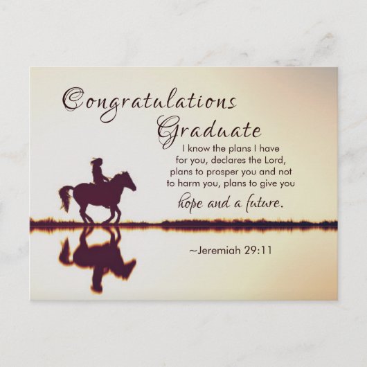 聖書の節"私は私が持っている計画を知っている"卒業 ポストカード (正面)