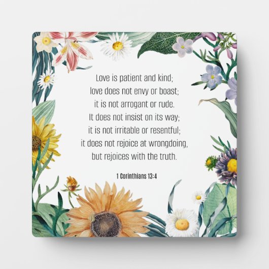 聖書の節， 1コリント人への手紙第13章4節， フォトプラーク (正面)