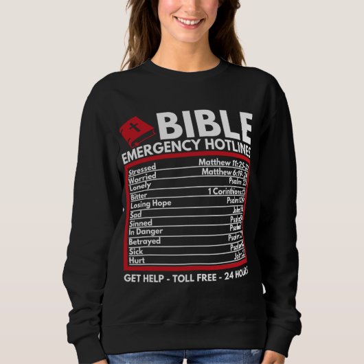 聖書の緊急番号 – おもしろい Christian Bible & スウェットシャツ (正面)