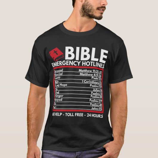 聖書の緊急番号 – おもしろい Christian Bible & Tシャツ (正面)