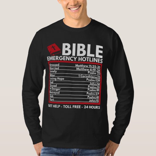 聖書の緊急番号 – おもしろい Christian Bible & Tシャツ (正面)