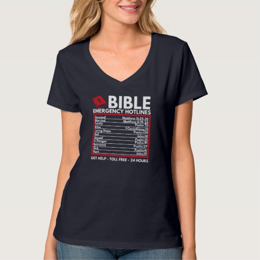 聖書の緊急番号 – おもしろい Christian Bible & Tシャツ (正面)