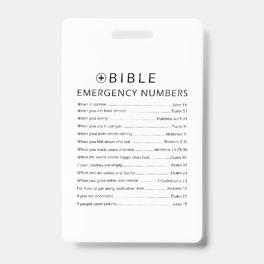 聖書の緊急番号 バッジ (正面)