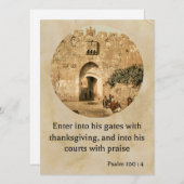 聖書の美しいグリーティングカードに100:4のPsalm シーズンカード (正面/裏面)