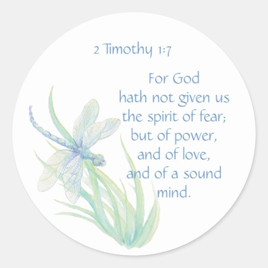 聖書の聖なる書物、 経典第2節テモテ1:7トンボ ラウンドシール (正面)