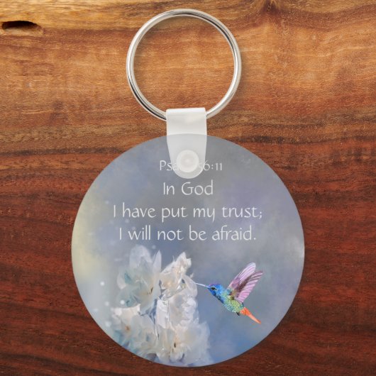 聖書の聖なる書物、 経典詩篇56:11恐れてはいけない引用文 キーホルダー (正面)