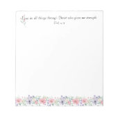 聖書の聖句すべての物事をボタニカルに行うことがエレガントできる ノートパッド (正面)