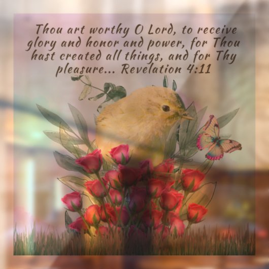 聖書の聖句と自然の場面に窓が貼り付いている ウィンドウサイン (シート2)