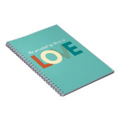 聖書の聖句の仕もっとも偉大事は、愛である ノートブック (右側)