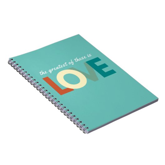 聖書の聖句の仕もっとも偉大事は、愛である ノートブック (右側)