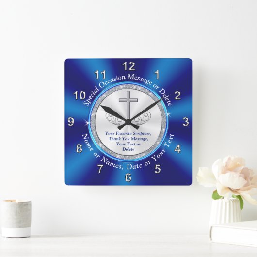 聖書の聖句の壁時計パーソナライズされた、任意の大事な行事 スクエア壁時計 (ホーム)