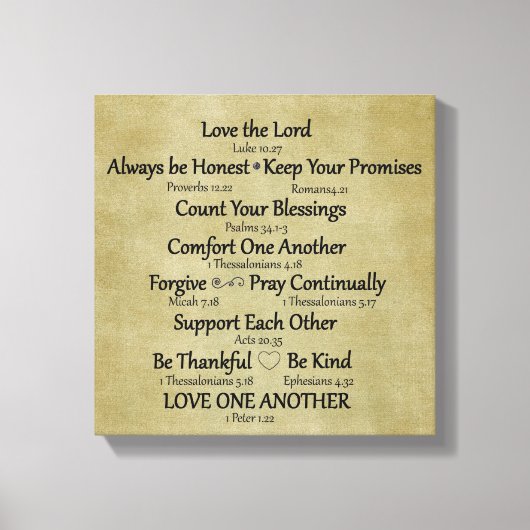 聖書の聖句の家族の規則 キャンバスプリント (正面)
