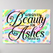 聖書の聖句の引用文 – 神与えの美しい灰 ポスター (正面)