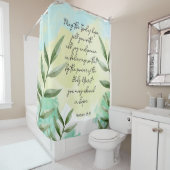 聖書の聖句の緑離れのシャワーカーテン シャワーカーテン (インサイチュ)