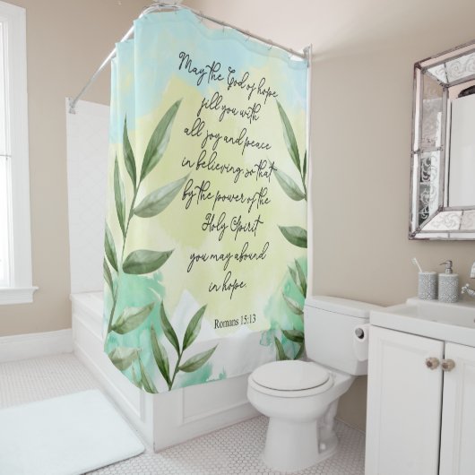 聖書の聖句の緑離れのシャワーカーテン シャワーカーテン (インサイチュ)