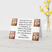 聖書の聖句の高揚引用文ローマ人15:13 カード (黄色い花)