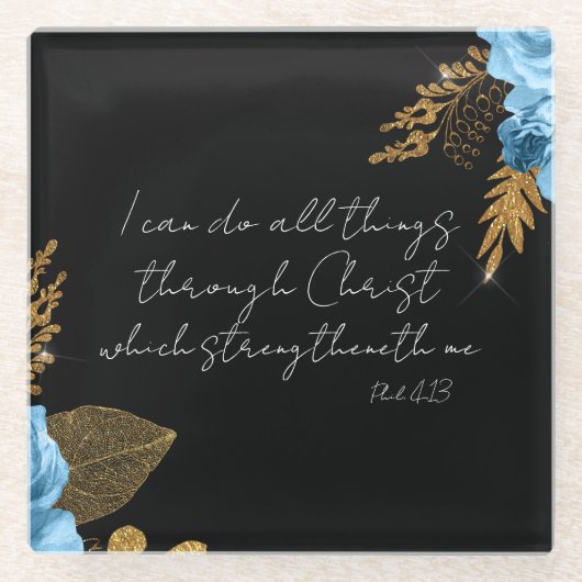 聖書の聖句は私が出来る ガラスコースター (正面)