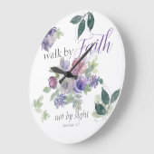 聖書の聖句は見えないで信仰によって歩く ラージ壁時計 (傾斜)