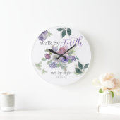 聖書の聖句は見えないで信仰によって歩く ラージ壁時計 (ホーム)