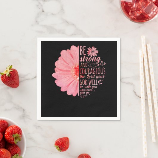 聖書の聖句は、あなたの主を強く勇敢にする スタンダードカクテルナプキン (インサイチュ)