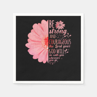 聖書の聖句は、あなたの主を強く勇敢にする スタンダードカクテルナプキン