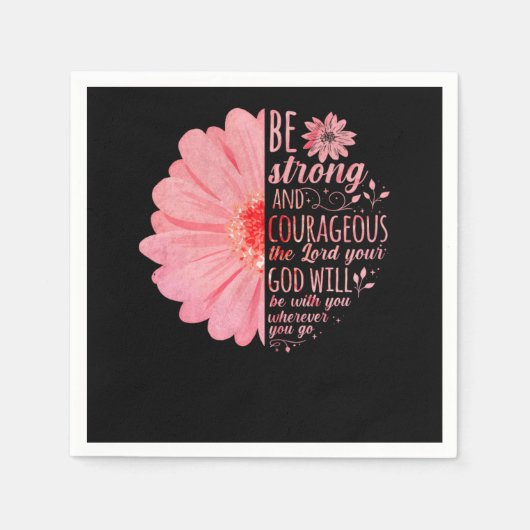聖書の聖句は、あなたの主を強く勇敢にする スタンダードカクテルナプキン (正面)