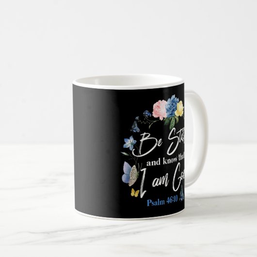 聖書の聖句は、私が詩篇の神であることを知っている コーヒーマグカップ (正面右)