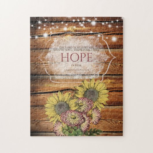 聖書の聖句ひまわりの花を彼に望む ジグソーパズル (縦)