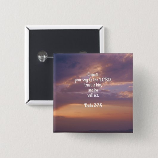 聖書の聖句やる気を起こさせる聖なる書物、 経典詩篇37:5 缶バッジ (正面&裏面)