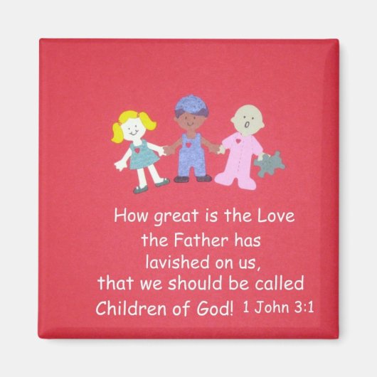 聖書の聖句を持つ子供 マグネット (正面)