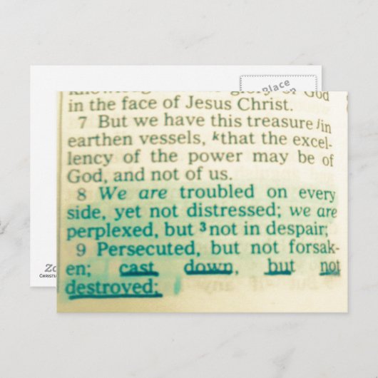 聖書の聖句を破壊せずに投げ捨てる ポストカード (正面/裏面)