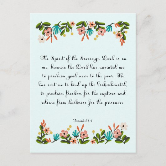聖書の聖句アートを励ます – Isaiah 61:1 ポストカード (正面)