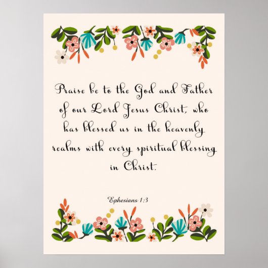 聖書の聖句アート – エペソ1:3 ポスター (正面)