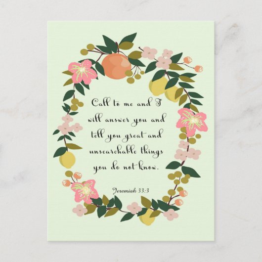 聖書の聖句アート – エレミヤ33:3 ポストカード (正面)