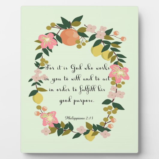 聖書の聖句アート – フィリップ2:13 フォトプラーク (正面)