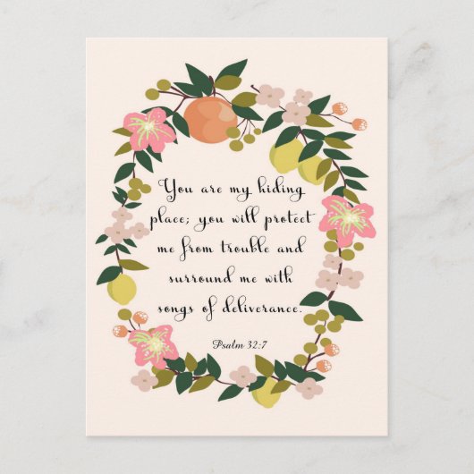 聖書の聖句アート – 詩篇32:7 ポストカード (正面)