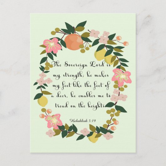 聖書の聖句アート – Habakkuk 3:19 ポストカード (正面)
