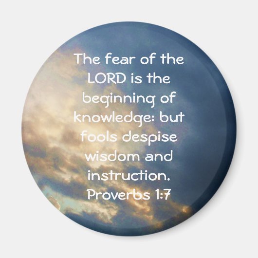 聖書の聖句ウィズダム引用文ことわざ箴言1:7 マグネット (正面)