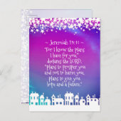 聖書の聖句エレミヤ29:11クリスマスビレッジ ポストカード (正面/裏面)