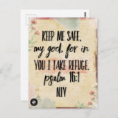 聖書の聖句カード – 詩篇16:1からのインスピレーション ポストカード (正面/裏面)