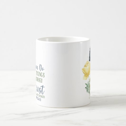 聖書の聖句キリストを通して全てのことを行うことができる コーヒーマグカップ (中央)