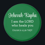 聖書の聖句グリーンを守る主よ マグネット<br><div class="desc">この美しい磁石は、神の名の一つと、神が私たちの癒しであると宣言する出エジプト記の強力な聖句を特徴としている。</div>