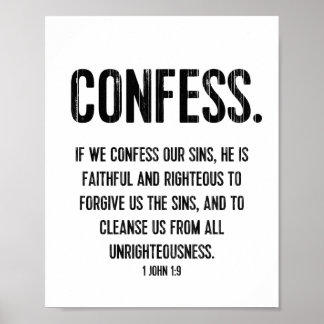 聖書の聖句タイポグラフィプリントクリスチャン1 John 1:9 ポスター