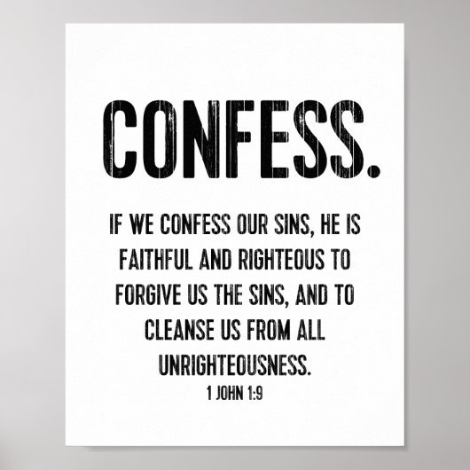聖書の聖句タイポグラフィプリントクリスチャン1 John 1:9 ポスター (正面)