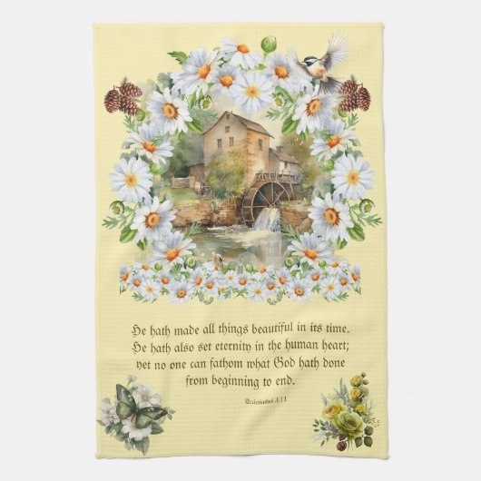 聖書の聖句タオル彼は全てのものを美しくした キッチンタオル (縦)