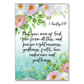 聖書の聖句ティモシーのカード テーブルナンバー (正面)