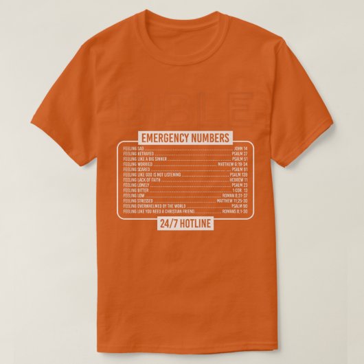 聖書の聖句バイブル緊急番号God Premium Tシャツ (デザイン正面)